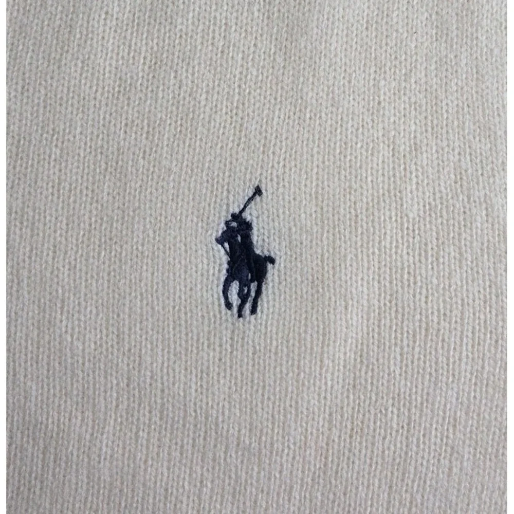 POLO RALPH LAUREN MEN'S LARGE V NECK SWEATER‎ CREAM WOOL, LOGO, NWT